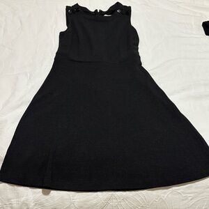 LOFT Black Button-Detail Mini Dress